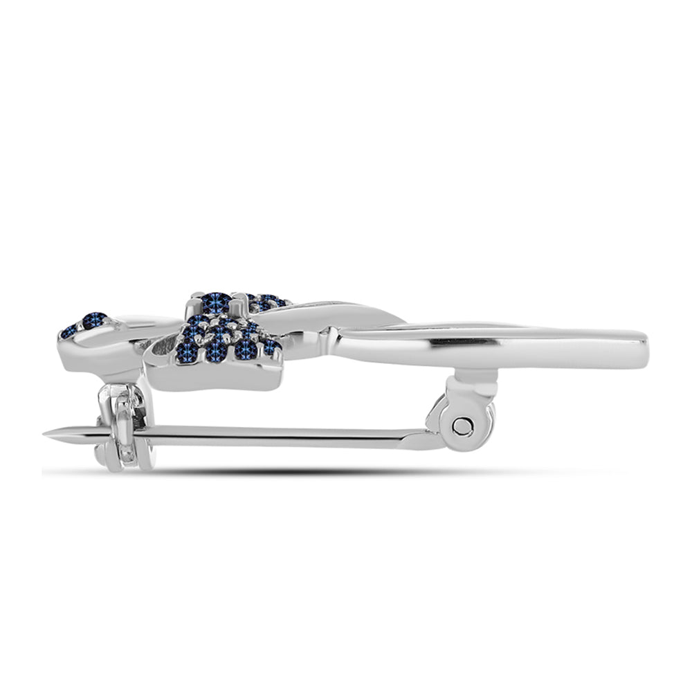 Stříbrný Brož s "Císařský Fialový" Moissanitem