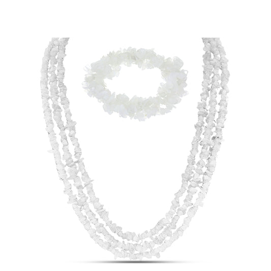 Nugetová Sada s Duhovým Měsíčním Kamenem - Karátové číslo: 603.88. přibližná hmotnost: 120.78 gramů ( Náhrdelník+Náramek )