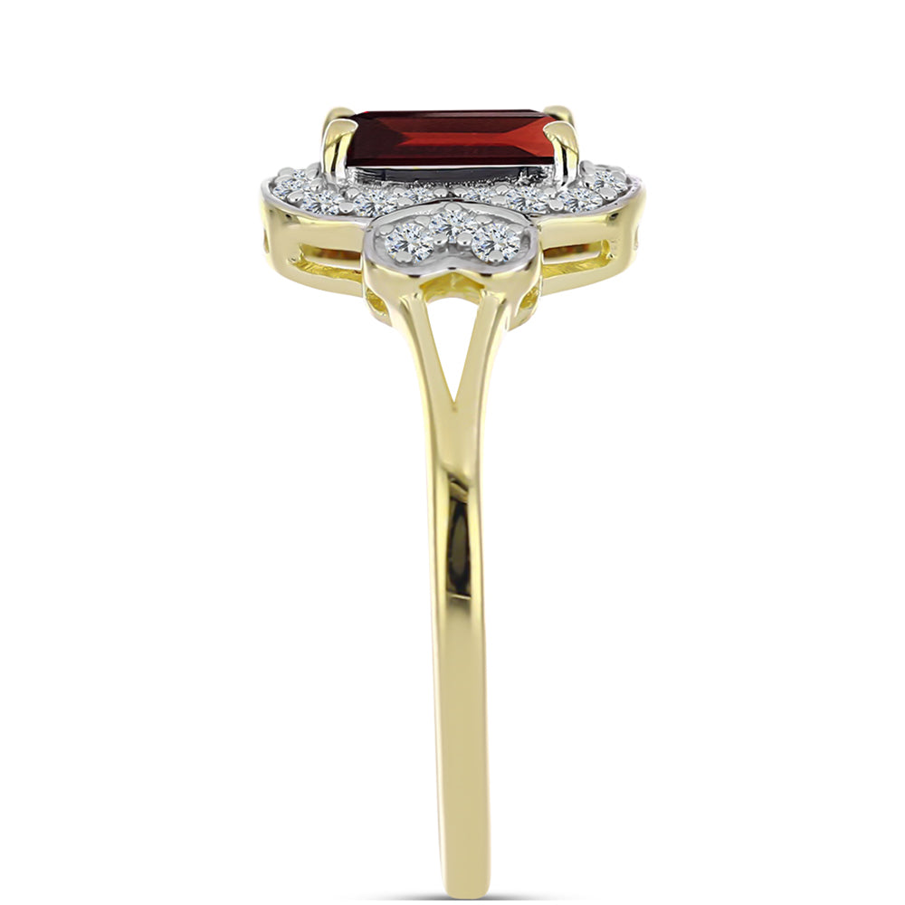 Pozlacený Stříbrný Prsten s Bartonským Granátem a Bílým Topazem