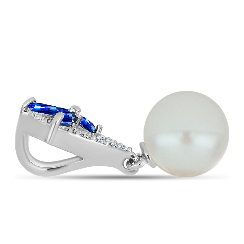 Stříbrný Přívěsek s Australským Modrým Safírem a Bílou Sladkovodní Perlou