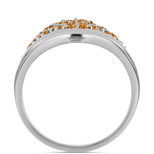 Stříbro 925/1000 - Prsten s "Císařským žlutým" topazem - Karátové číslo: 0.95. přibližná hmotnost: 3.49 gramů