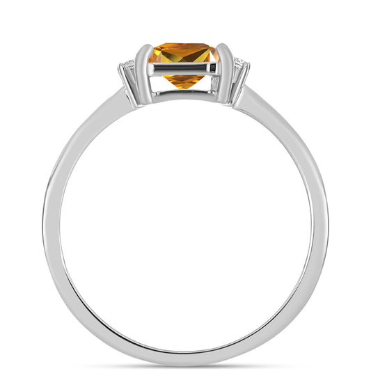 Stříbro 925/1000 - Prsten s "Císařským žlutým" topazem a Bílým Topazem - Karátové číslo: 1.22. přibližná hmotnost: 2.34 gramů