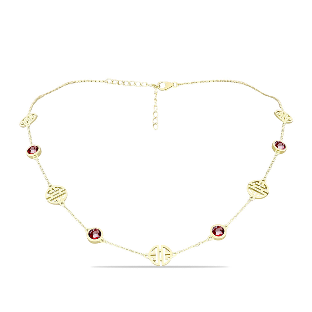 Pozlacený Stříbrný Náhrdelník s Bartonským Granátem