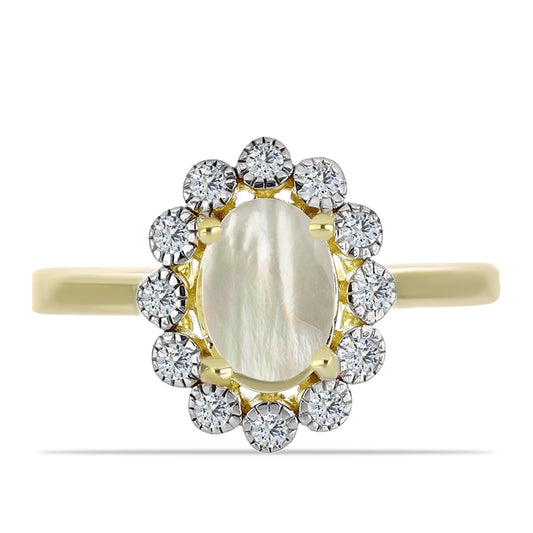 Pozlacené Stříbro 925/1000 - Prsten s Lasturou a Bílým Topazem - Karátové číslo: 1.14. přibližná hmotnost: 2.67 gramů