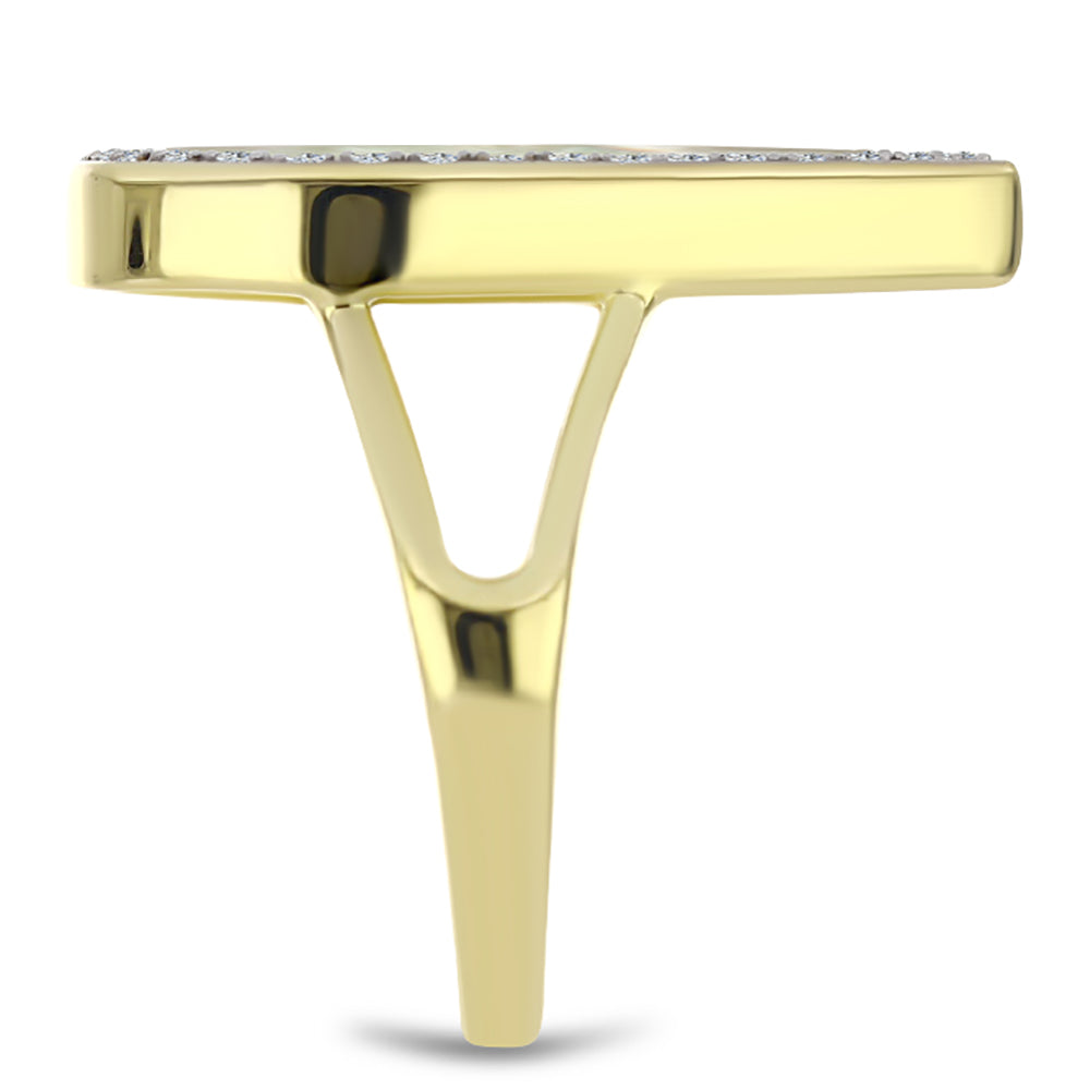 Pozlacené Stříbro 925/1000 - Prsten s Lasturou a Bílým Topazem - Karátové číslo: 4.59. přibližná hmotnost: 5.74 gramů