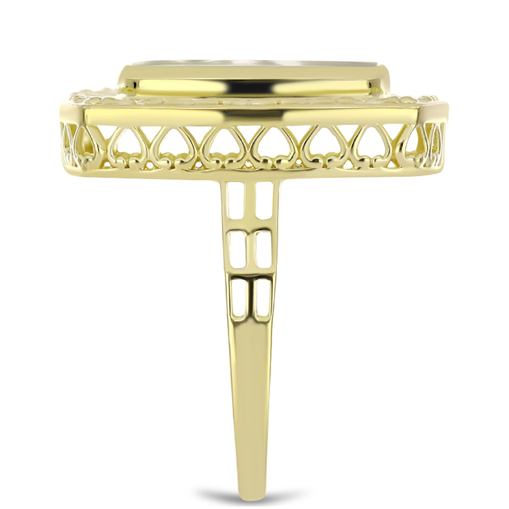 Pozlacené Stříbro 925/1000 - Prsten s Lasturou - Karátové číslo: 4.63. přibližná hmotnost: 7.21 gramů