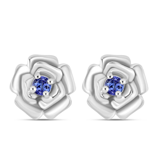 Stříbro 925/1000 - Náušnice s AAA Tanzanitem - Karátové číslo: 0.24. přibližná hmotnost: 3.71 gramů