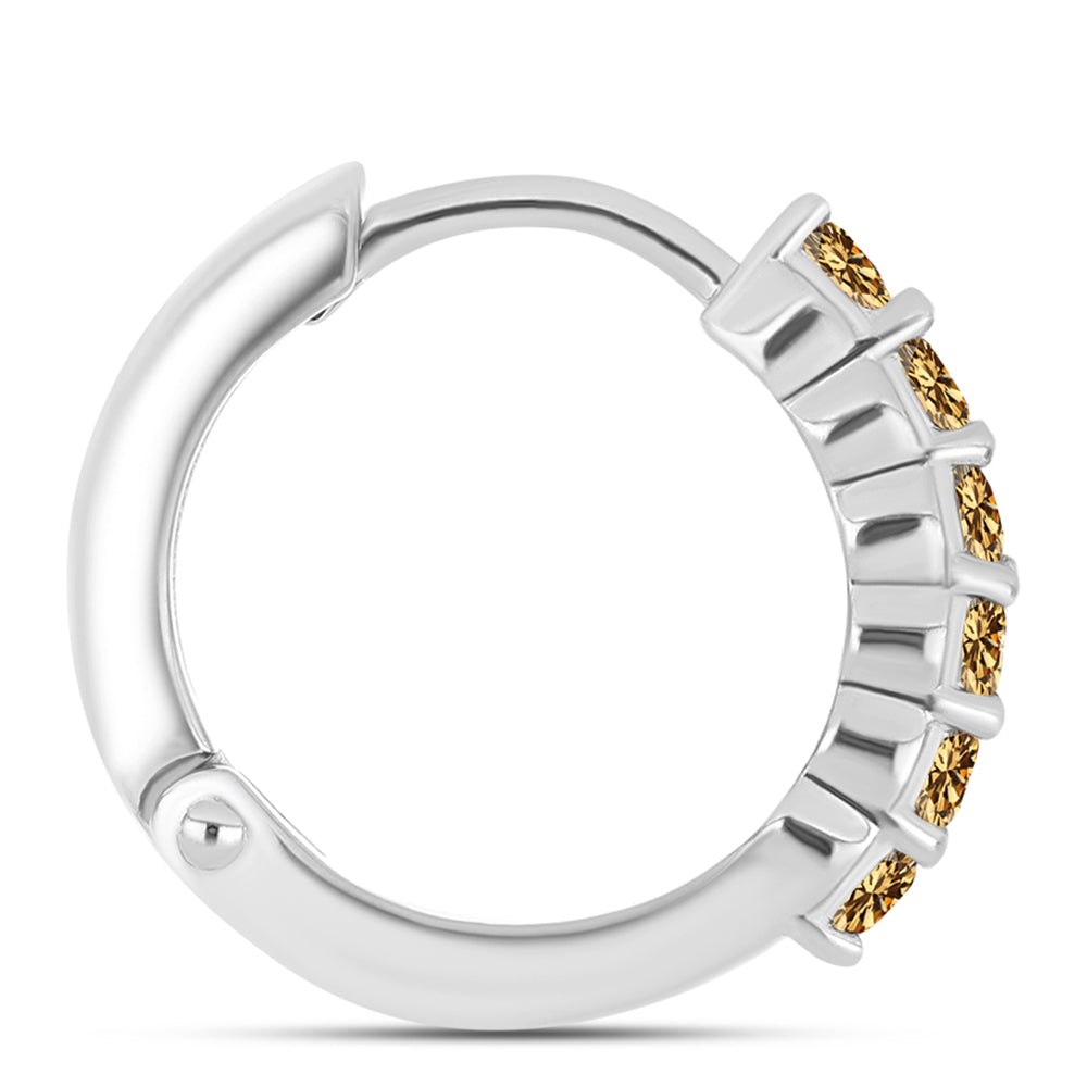 Stříbro 925/1000 - Náušnice se Šampaňským Moissanitem - Karátové číslo: 0.75. přibližná hmotnost: 4.02 gramů