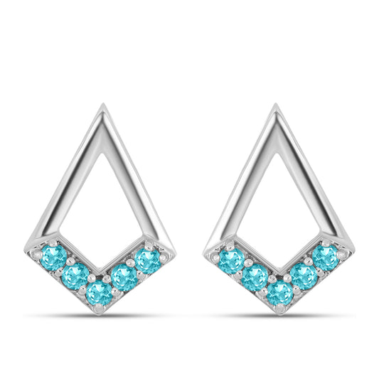 Stříbro 925/1000 - Náušnice s Paraiba Křemenem - Karátové číslo: 0.32. přibližná hmotnost: 3.24 gramů