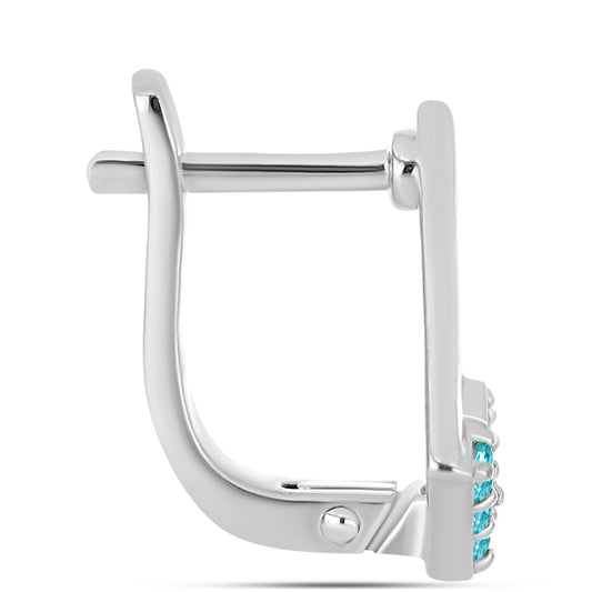 Stříbro 925/1000 - Náušnice s Paraiba Křemenem - Karátové číslo: 0.32. přibližná hmotnost: 3.24 gramů