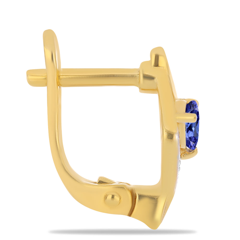 Pozlacené Stříbro 925/1000 - Náušnice s Tanzanitem a Bílým Zirkonem - Karátové číslo: 0.33. přibližná hmotnost: 2.76 gramů