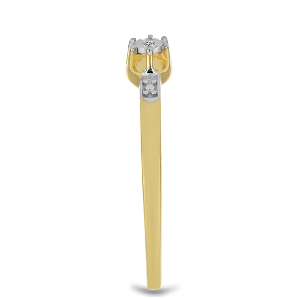 Pozlacené Stříbro 925/1000 - Prsten s Bílým Diamantem - Karátové číslo: 0.01. přibližná hmotnost: 1.43 gramů