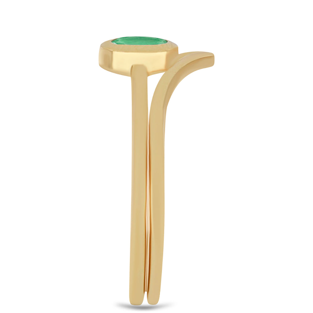 Pozlacený Stříbrný Prsten s Brazilským Smaragdem