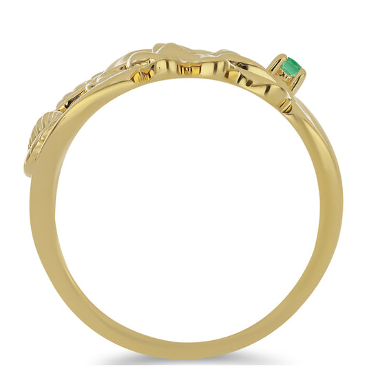 Pozlacené Stříbro 925/1000 - Prsten s Brazilským Smaragdem - Karátové číslo: 0.04. přibližná hmotnost: 3.8 gramů