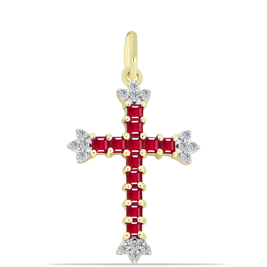 Pozlacené Stříbro 925/1000 - Přívěsek s Madagaskarským Rubínem a Bílým Topazem - Karátové číslo: 1.15. přibližná hmotnost: 2.07 gramů