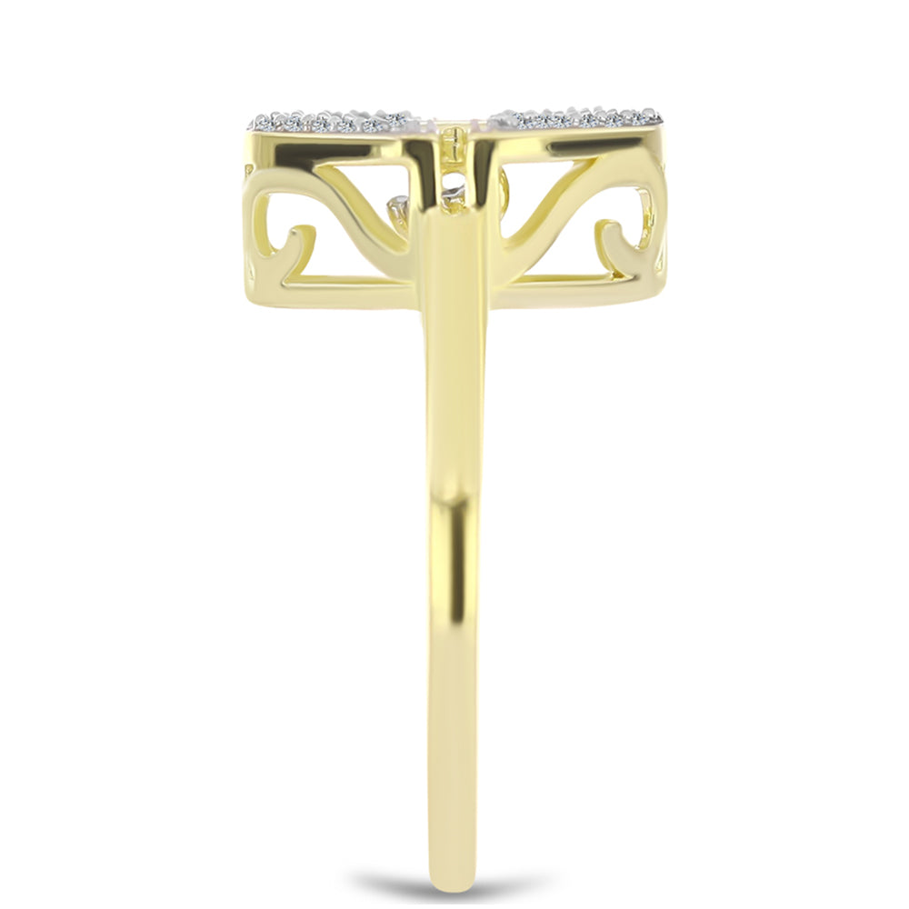 Pozlacené Stříbro 925/1000 - Prsten s Bílým Diamantem a Bílým Topazem - Karátové číslo: 0.19. přibližná hmotnost: 4.36 gramů