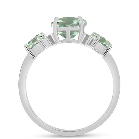 Stříbro 925/1000 - Prsten se Zeleným Ametystem - Karátové číslo: 2.04. přibližná hmotnost: 2.88 gramů