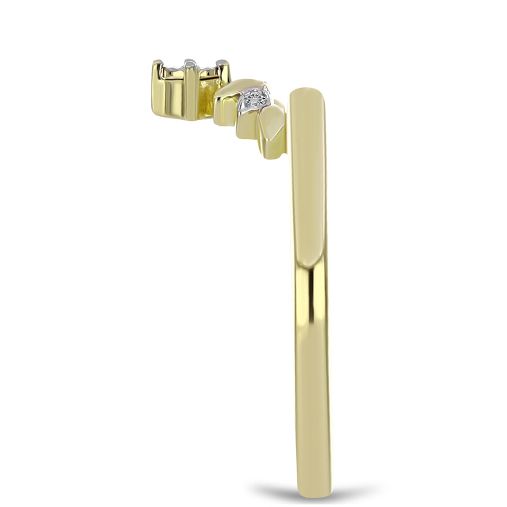 Pozlacené Stříbro 925/1000 - Prsten s Bílým Diamantem - Karátové číslo: 0.03. přibližná hmotnost: 2.35 gramů