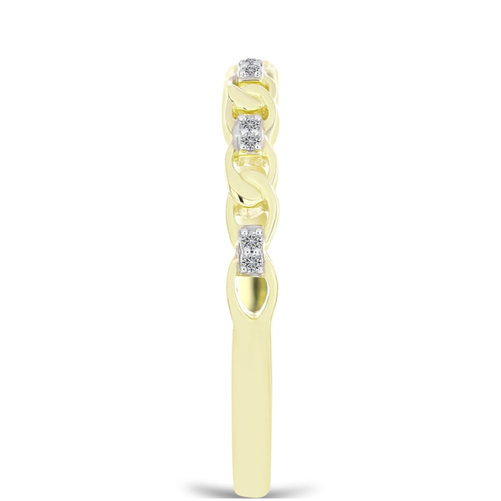 Pozlacené Stříbro 925/1000 - Prsten s Bílým Diamantem - Karátové číslo: 0.04. přibližná hmotnost: 1.76 gramů