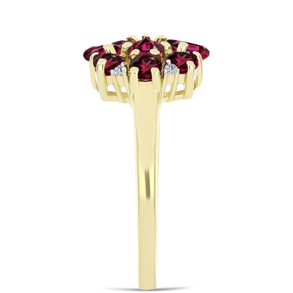 Pozlacené Stříbro 925/1000 - Prsten s Rhodolitovým Granátem a Bílým Topazem - Karátové číslo: 2.91. přibližná hmotnost: 3.62 gramů