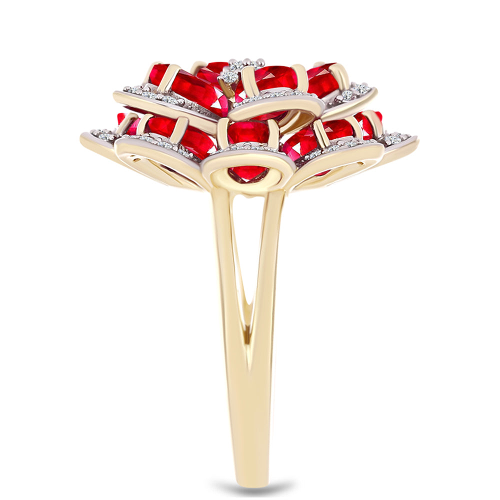 Pozlacené Stříbro 925/1000 - Prsten s Červeným Achátem a Bílým Topazem - Karátové číslo: 5.58. přibližná hmotnost: 9.28 gramů