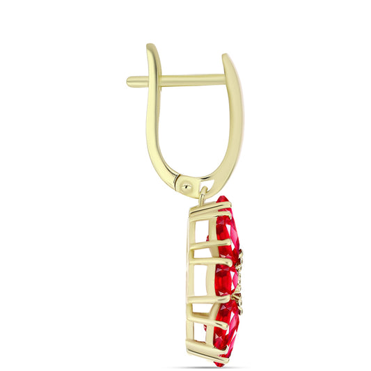 Pozlacené Stříbro 925/1000 - Náušnice s Červeným Achátem - Karátové číslo: 6.3. přibližná hmotnost: 6.07 gramů