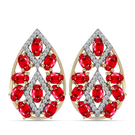 Pozlacené Stříbro 925/1000 - Náušnice s Červeným Achátem a Bílým Topazem - Karátové číslo: 4.53. přibližná hmotnost: 6.99 gramů