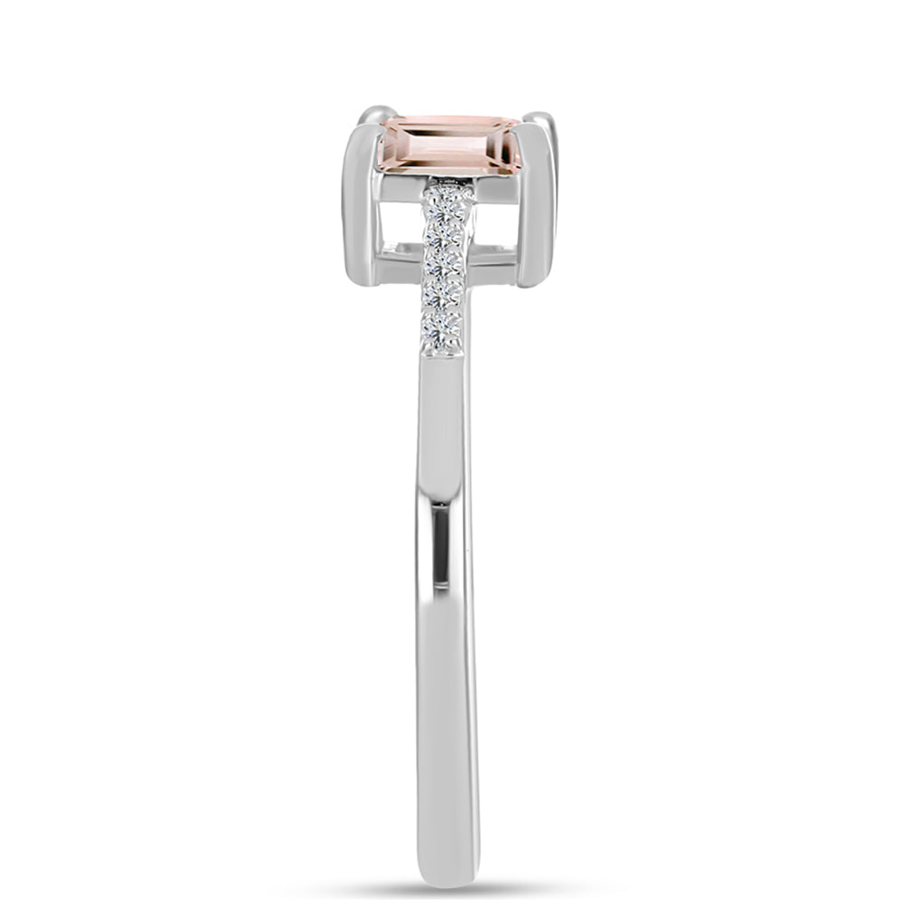 Stříbro 925/1000 - Prsten s Morganitem z Gozarehu a Bílým Topazem - Karátové číslo: 0.65. přibližná hmotnost: 2.1 gramů