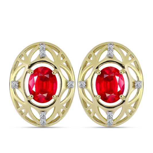 Pozlacené Stříbro 925/1000 - Náušnice s Červeným Achátem a Bílým Topazem - Karátové číslo: 3.49. přibližná hmotnost: 6.78 gramů