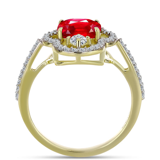 Pozlacené Stříbro 925/1000 - Prsten s Červeným Achátem a Bílým Topazem - Karátové číslo: 2.6. přibližná hmotnost: 3.54 gramů