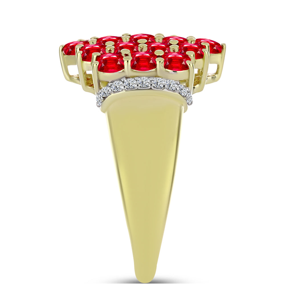 Pozlacené Stříbro 925/1000 - Prsten s Červeným Achátem a Bílým Topazem - Karátové číslo: 2.04. přibližná hmotnost: 4.86 gramů