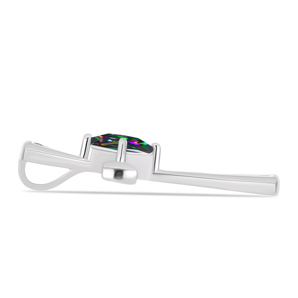 Stříbro 925/1000 - Přívěsek s Brazilským Mystickým Zeleným Křemenem a Bílým Topazem - Karátové číslo: 1.06. přibližná hmotnost: 3.5 gramů