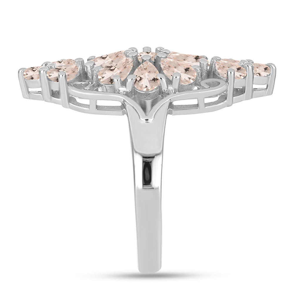 Stříbro 925/1000 - Prsten s Morganitem z Gozarehu - Karátové číslo: 2.29. přibližná hmotnost: 5.26 gramů