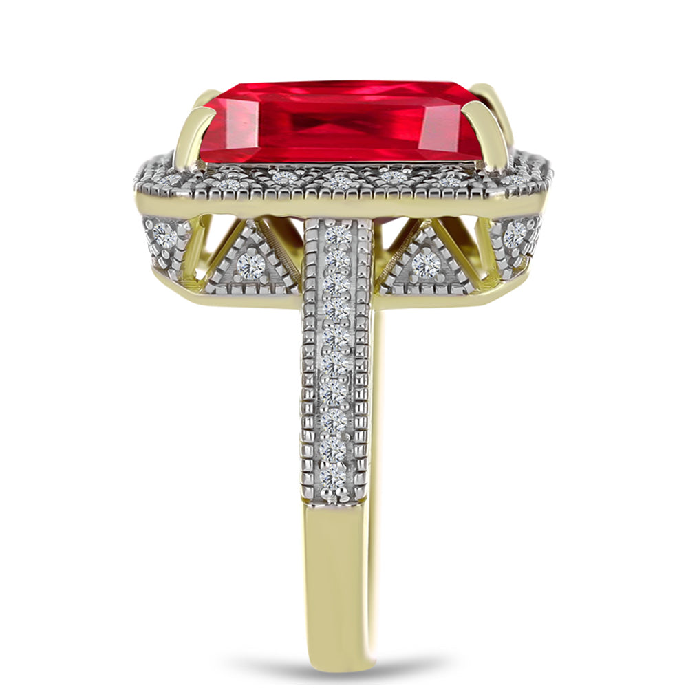 Pozlacené Stříbro 925/1000 - Prsten s Červeným Achátem a Bílým Topazem - Karátové číslo: 7.12. přibližná hmotnost: 8.21 gramů