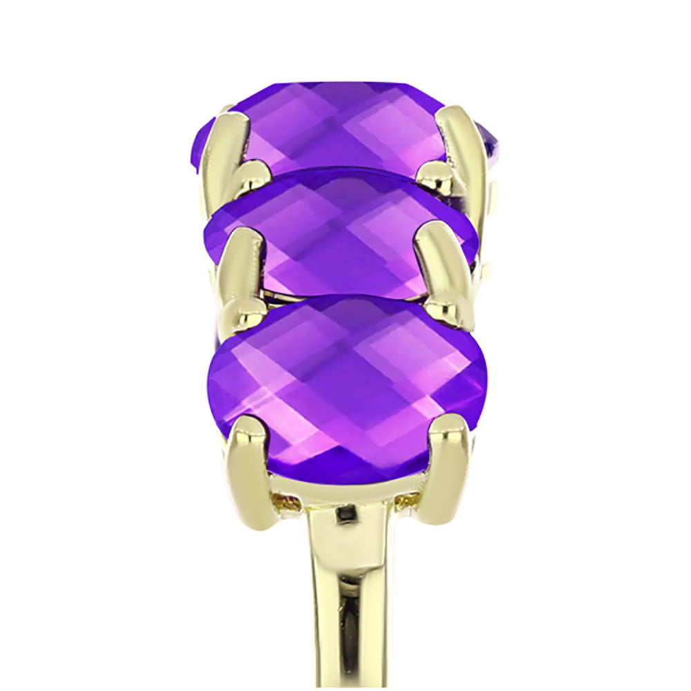 Pozlacené Stříbro 925/1000 - Prsten s Purpurovým Achátem - Karátové číslo: 3.98. přibližná hmotnost: 3.39 gramů