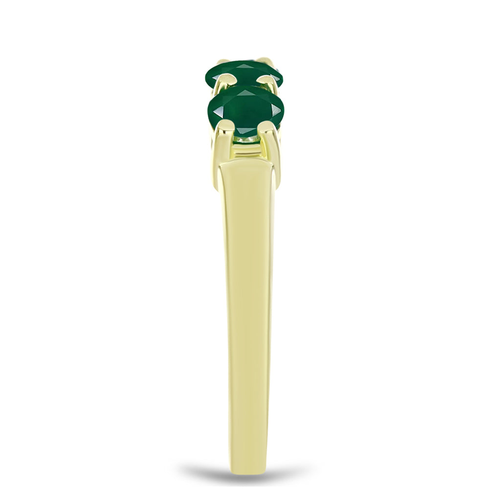 Pozlacené Stříbro 925/1000 - Prsten se Zeleným Achátem - Karátové číslo: 0.89. přibližná hmotnost: 2.56 gramů