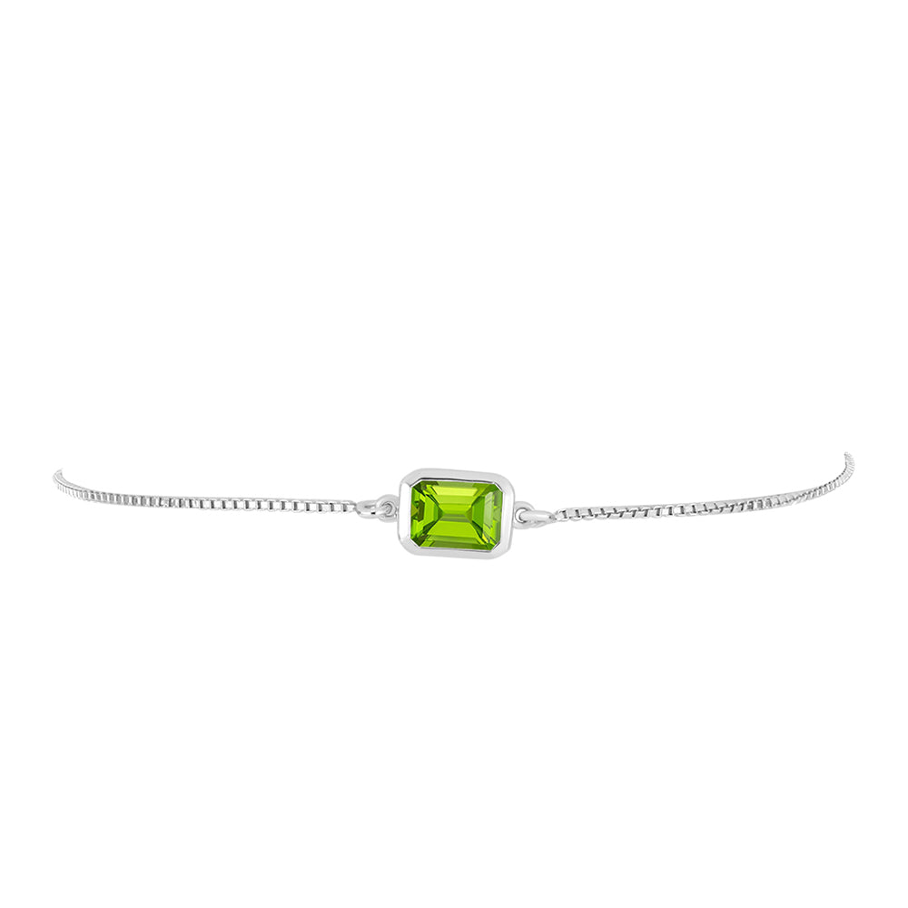 Stříbro 925/1000 - Náramek s Čchang-pajským Peridotem - Karátové číslo: 1.53. přibližná hmotnost: 3.19 gramů