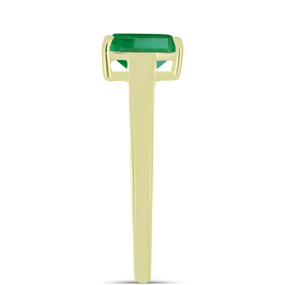 Pozlacené Stříbro 925/1000 - Prsten s Brazilským Smaragdem - Karátové číslo: 1.07. přibližná hmotnost: 1.76 gramů