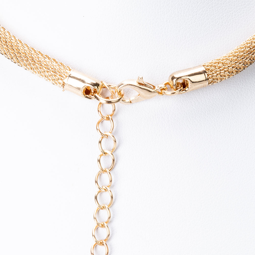 Pozlacená slitina - Sada s Bílým Emporia® Křišťálem ( Náhrdelník+Náušnice )