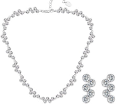 Pozlacená Slitinová Sada s Bílým Emporia® Křišťálem ( Náhrdelník+Náušnice )