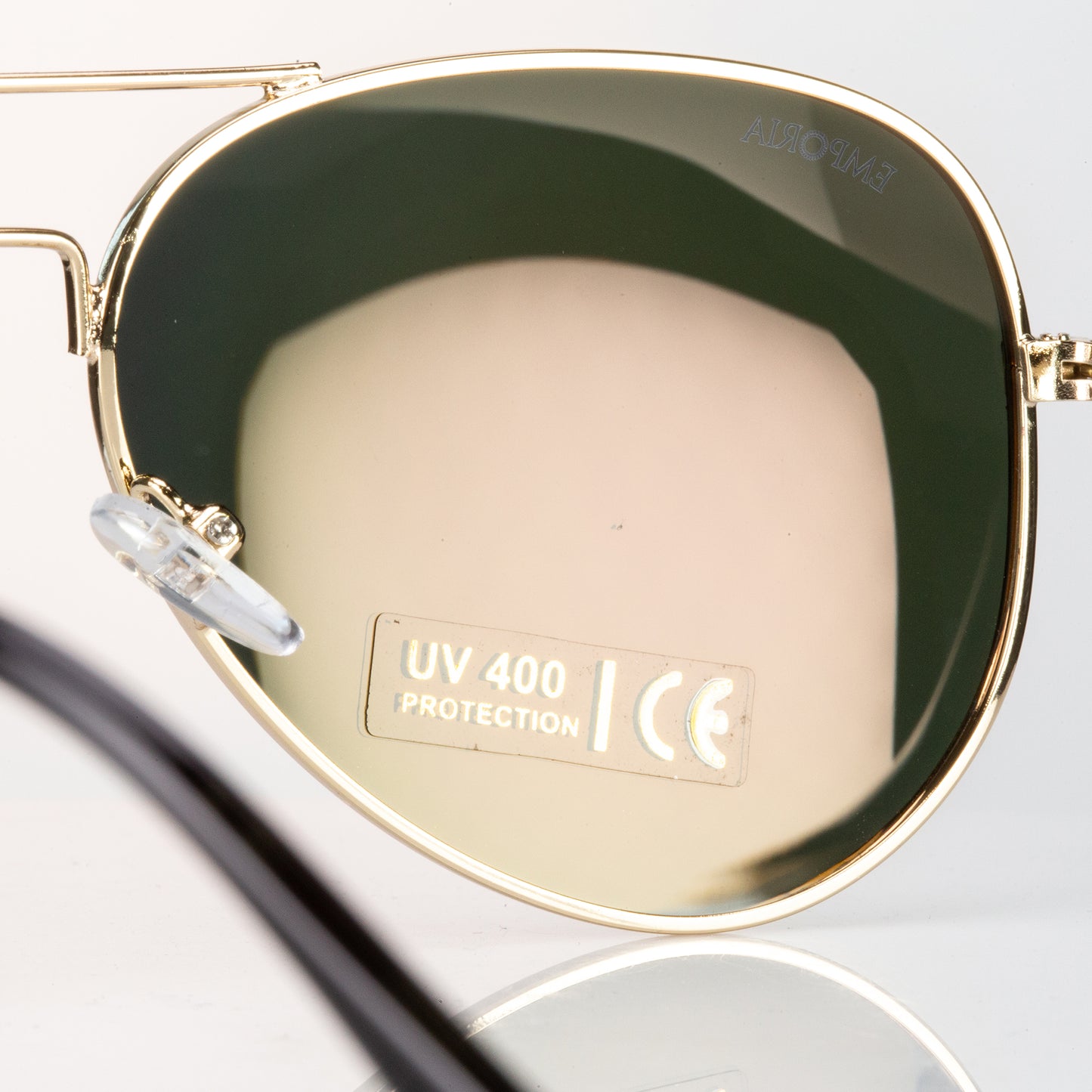 Emporia Italy - série Aviator "SLUNEČNÍ PAPRSKY", polarizované sluneční brýle s pevným pouzdrem a čisticím hadříkem, oranžové čočky, obroučky zlaté barvy