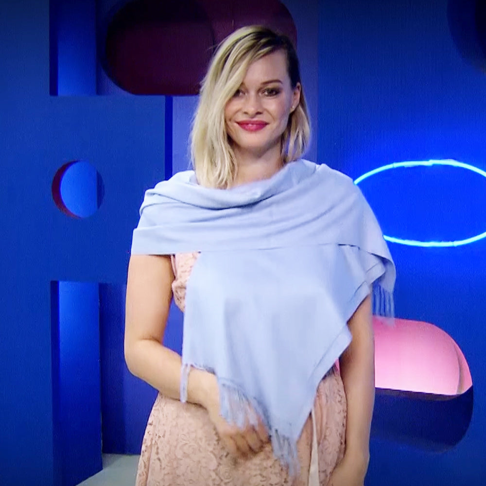 Šála-šátek ze 100% Pravého Pashmina Kašmíru, 70 cm x 180 cm, Světle modrá