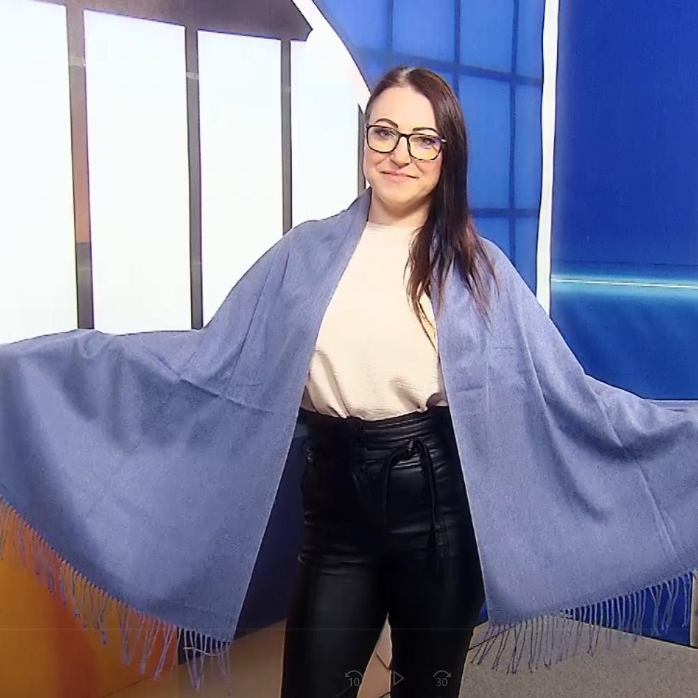 Šála-šátek ze 100% Pravého Pashmina Kašmíru, 70 cm x 170 cm, Džínová modrá