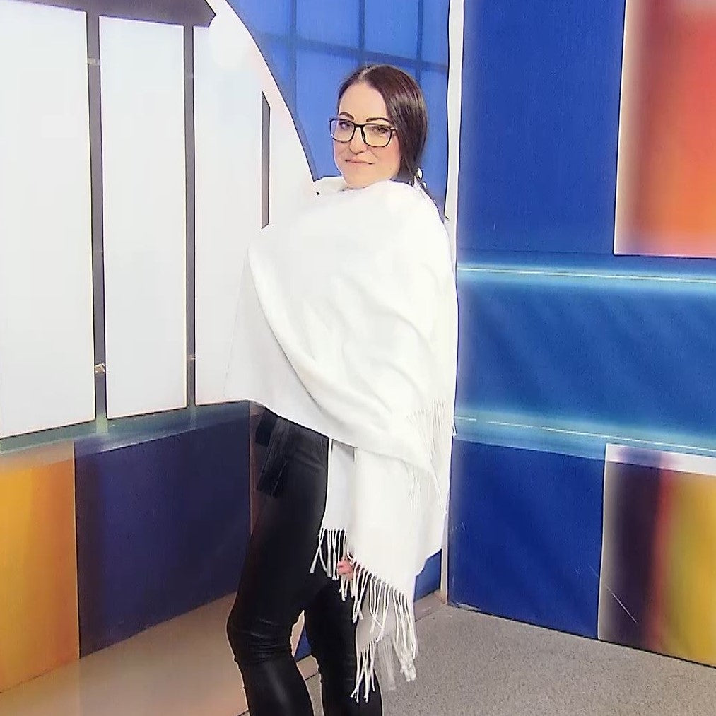 Šála ze 100% Pashmina Kašmíru, 70 cm x 170 cm, Super měkká, Čistě Bílá