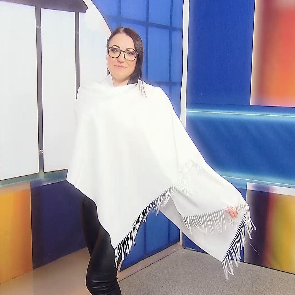 Šála ze 100% Pashmina Kašmíru, 70 cm x 170 cm, Super měkká, Čistě Bílá