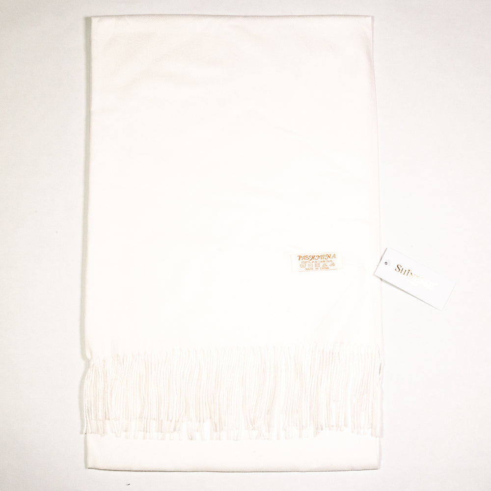 Šála ze 100% Pashmina Kašmíru, 70 cm x 170 cm, Super měkká, Čistě Bílá