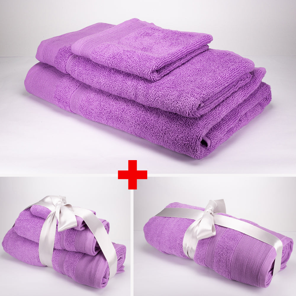 3+3+1 Dárková Sada Nadrozměrných Ručníků ze 100% Mikrobavlny, 500 GSM, Ametystová