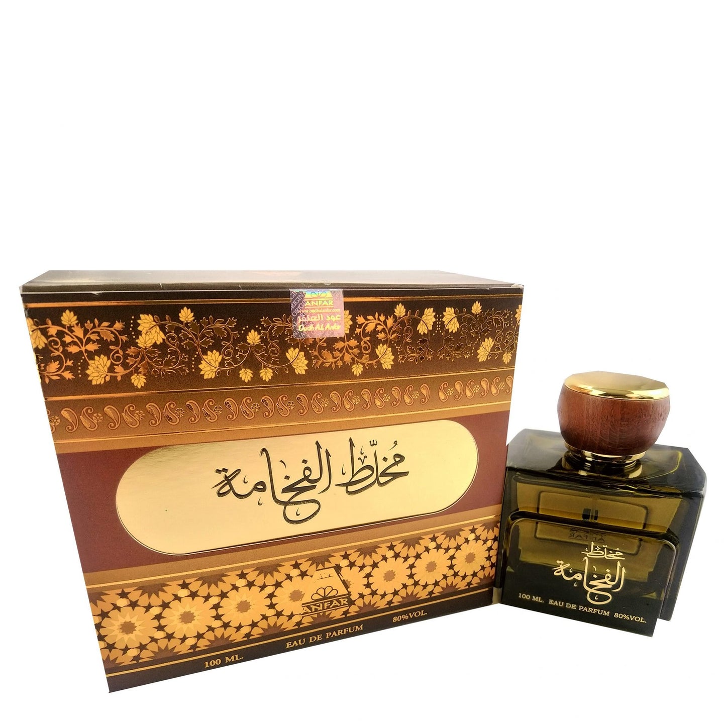 100 ml Eau de Parfum Mukhallat Al Fakhama Orientální Květinová Santalová a Oudová Vůně pro Muže