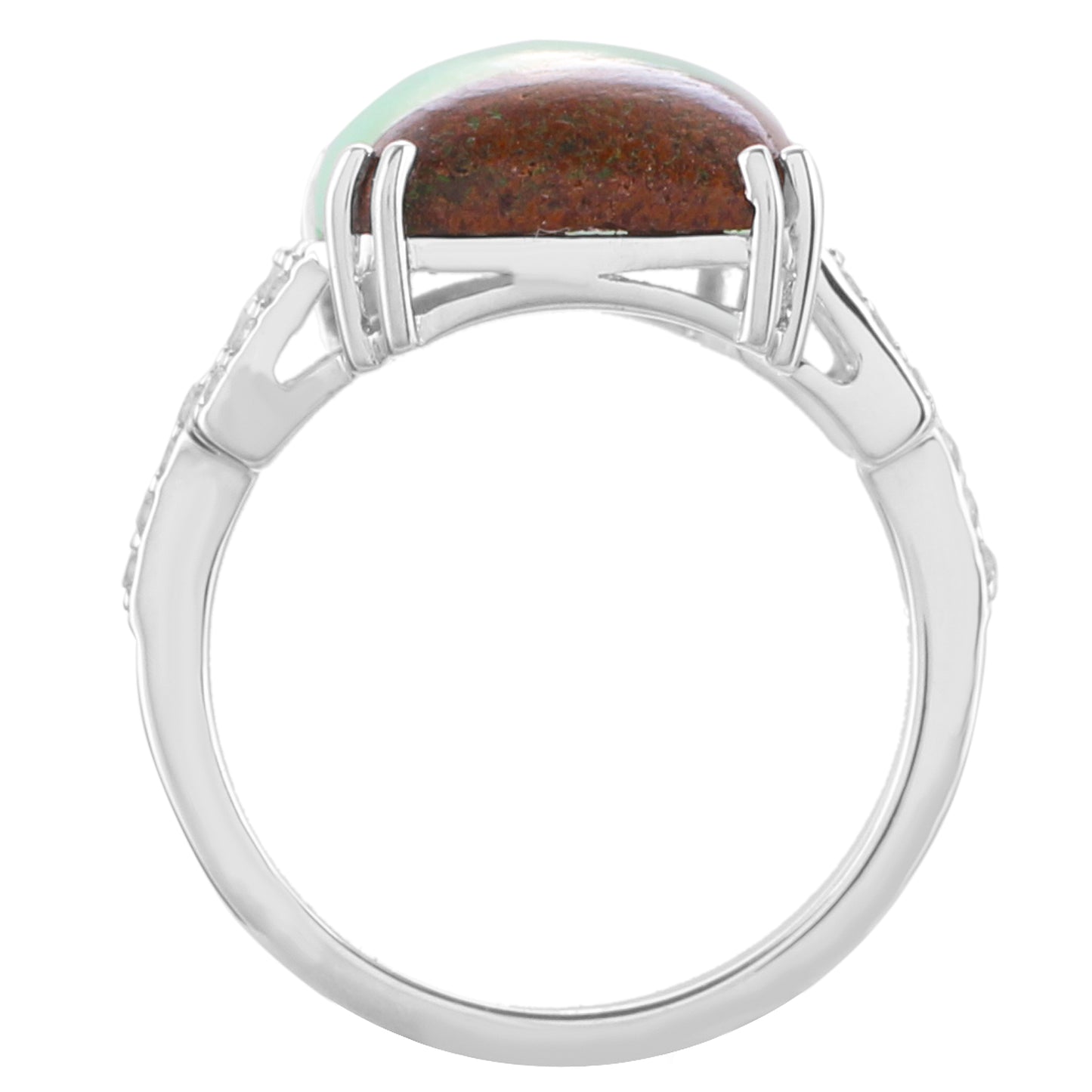 Stříbrný Prsten s Mátovým Chrysoprasem a Přírodním Zirkonem