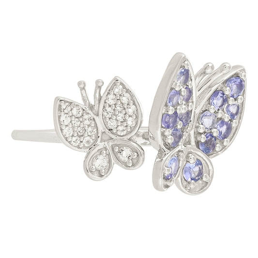 Stříbro 925/1000 - Prsten s Tanzanitem - Karátové číslo: 1.07. přibližná hmotnost: 3.39 gramů